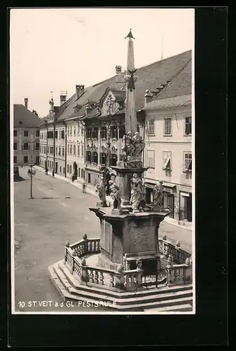 AK St. Veit, Partie an der Pestsäule