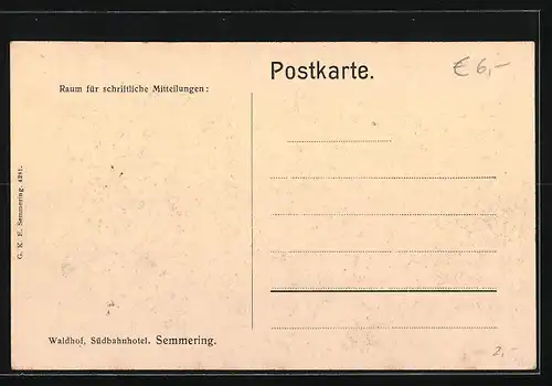 AK Semmering, Waldhof, Südbahnhotel