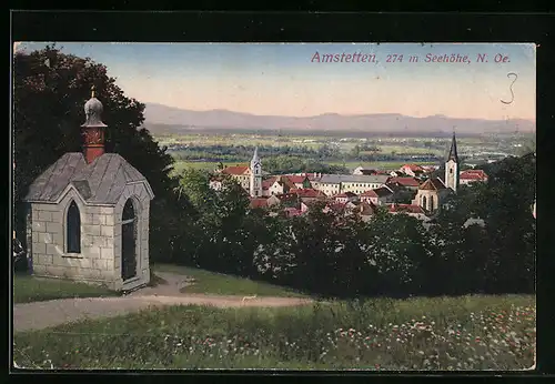 AK Amstetten, Totalansicht mit Kirche und Kapelle