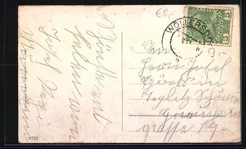 AK Piesting, Blick gegen hohe Wand und Ruine Starhemberg