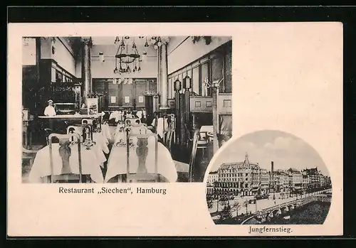 AK Hamburg, Jungfernstieg, Restaurant Siechen, Innenansicht