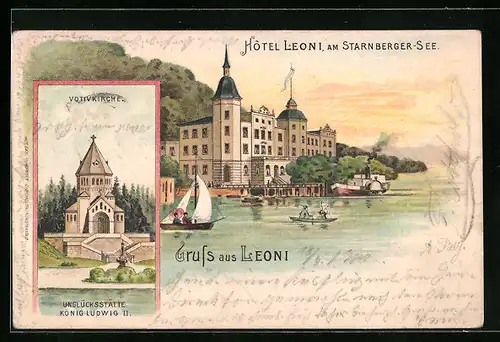 Lithographie Leoni, Hotel Leoni am Starnberger-See, Votivkirche
