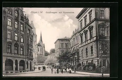 AK Hagen i. W., Goldbergstr. mit Gymnasium