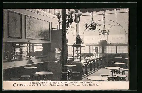 AK Hamburg-St.Georg, Hodermann`s Express-Konditoreien, Steinstrasse 143