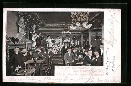 AK Hamburg, Gasthaus Concerthaus Hohenzoller, Ecke Gr. Neumarkt, Riesen-Etablissement