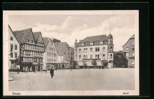 AK Soest, Markt mit Gasthof und Geschäften