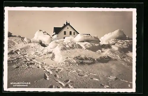 AK Schleimünde, Lotsenhaus im Schnee