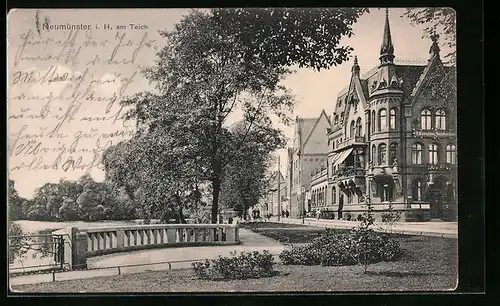 AK Neumünster i. H., Partie am Teich