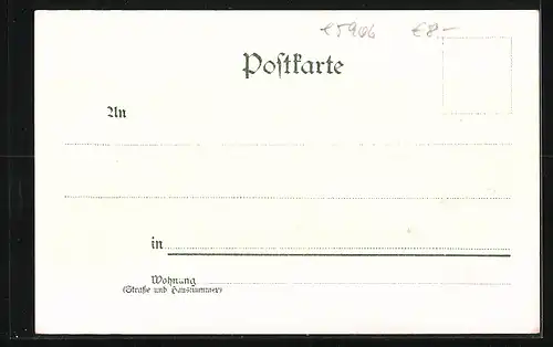Lithographie Ruhla, Ortsansicht mit Bergblick