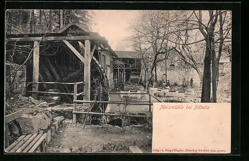 AK Dresden-Pillnitz, Gasthaus Meixmühle, Gartenansicht