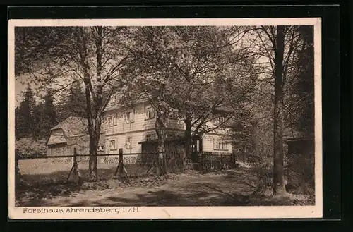 AK Ahrendsberg i. H., Forsthaus von der Strasse gesehen