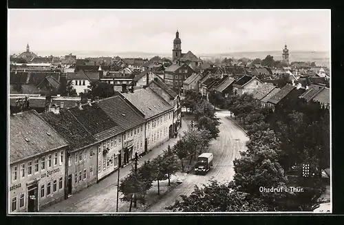 AK Ohrdruf i. Thür., Strassenpartie aus der Vogelschau