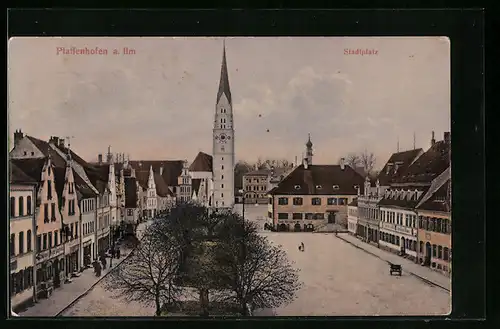 AK Pfaffenhofen a. Ilm., Stadtplatz mit Kirche