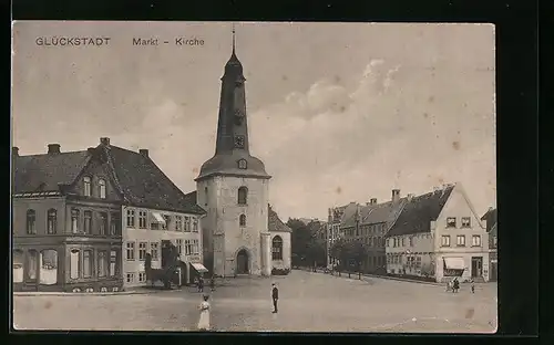 AK Glückstadt, Markt mit Kirche