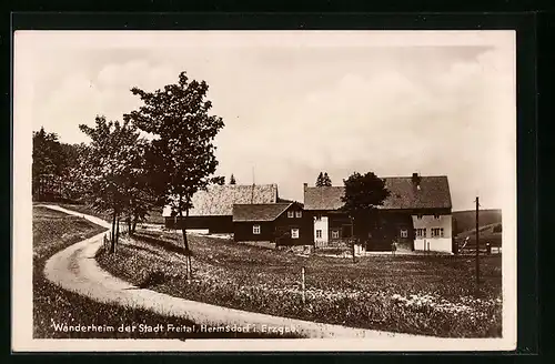 AK Hermsdorf i. Erzgeb., Gasthaus Wanderheim der Stadt Freital