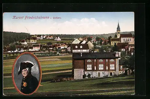 AK Friedrichsbrunn i. Ostharz, Blick auf Gasthaus und Kirche