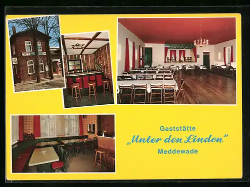AK Meddewade, Gasthaus Unter den Linden, Innenansicht