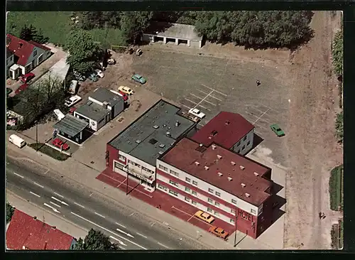 AK Delmenhorst, Hotel Thomsen Restaurant aus der Vogelschau, Bremer Str. 186