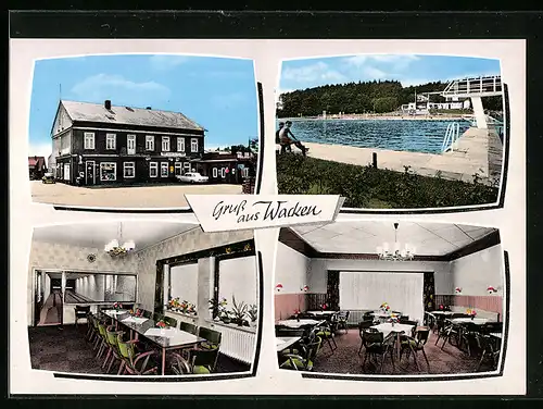 AK Wacken, Gasthof zur Post, Schwimmbad mit Badegästen