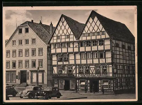 AK Soest, Doppelgiebelhaus am Markt