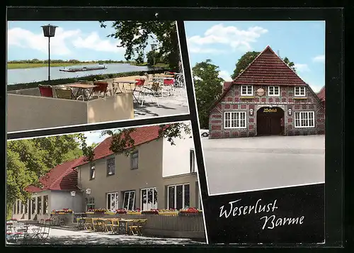 AK Barme /Weser, Gasthaus Weserlust mit Aussenbereich