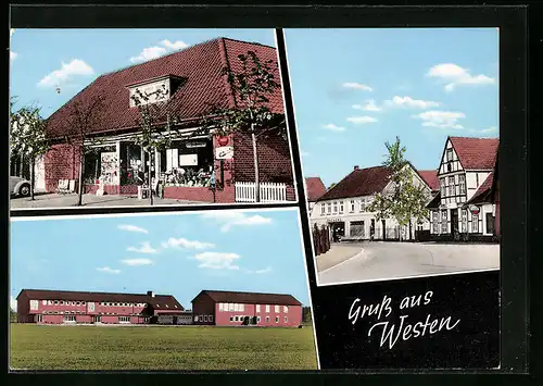 AK Westen, Häuser und Geschäfte im Ortskern