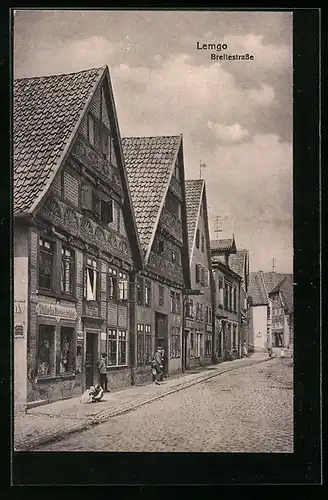 AK Lemgo, Breitestrasse mit Wilhelm Bauerrichter Geschäft