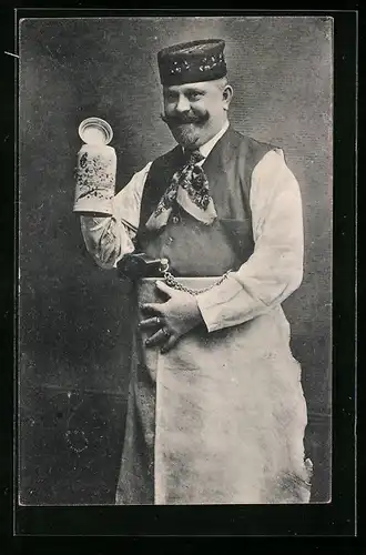 AK Dresden, Richard Richter, Bauernwirt der Bauern-Schänke, Kreuzstrasse 11