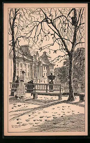 Künstler-AK Dresden-Neustadt, Im japanischen Palais