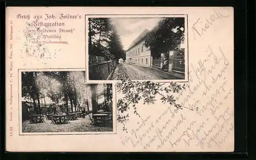 AK Weidling, Joh. Zeilner`s Restaurant zum goldenen Strauss