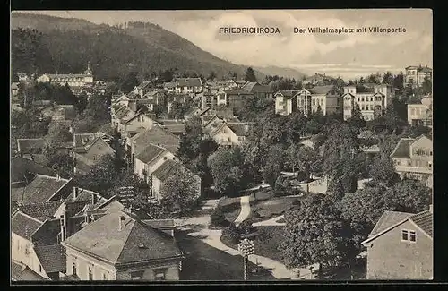 AK Friedrichroda, Der Wilhelmsplatz mit Villenpartie