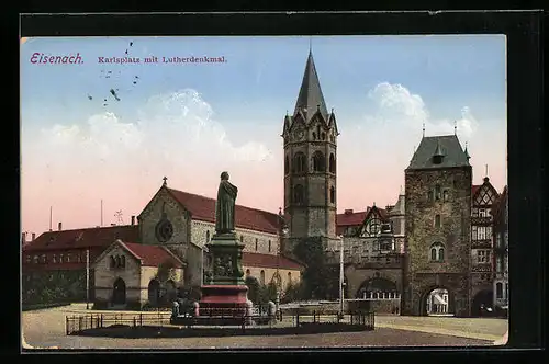 AK Eisenach, Karlsplatz mit Lutherdenkmal