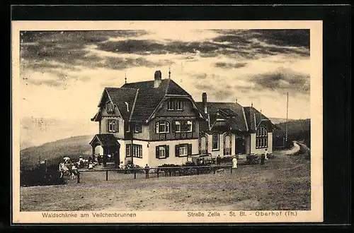 AK Oberhof /Th., Gasthaus Waldschänke am Veilchenbrunnen, Strasse Zella