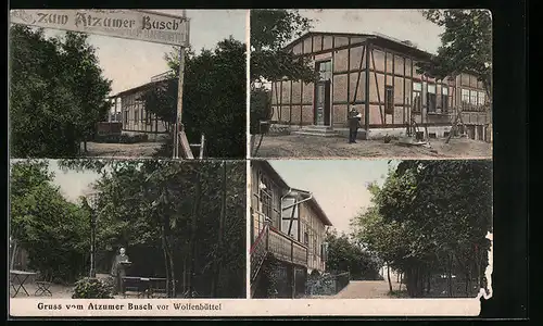 AK Wolfenbüttel, Gasthaus zum Arzumer Busch mit Garten