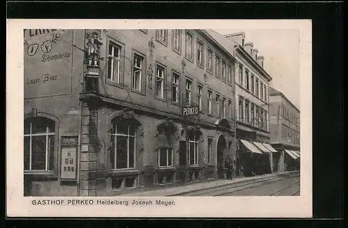 AK Heidelberg, Gasthof Perkeo mit Strasse