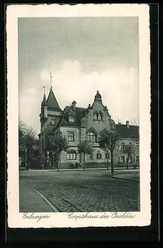 AK Erlangen, Corpshaus der Arnoldia mit Strassenpartie