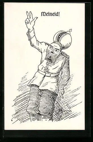 Künstler-AK Max Kuglmayr: Nikolaus II. von Russland, Meineid