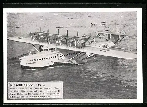 AK Riesenflugboot und Wasserflugzeug Do X D-1929 auf dem Meer
