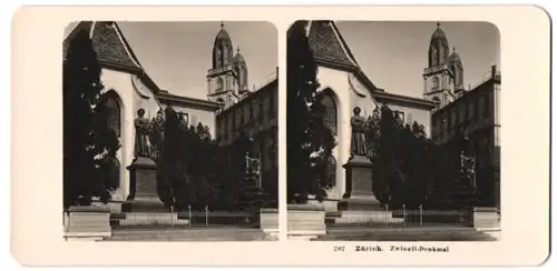 Stereo-Fotografie NPG, Berlin-Steglitz, Ansicht Zürich, Zwingli-Denkmal