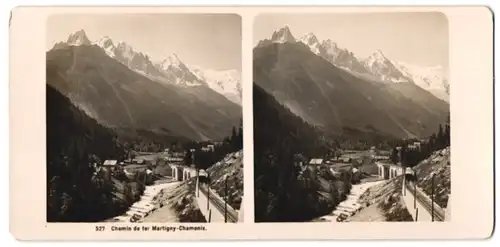 Stereo-Fotografie unbekannter Fotograf, Ansicht Martigny-Chamonix, Chemin de fer