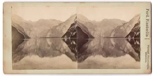 Stereo-Fotografie Ferd. Finsterlin, München, Ansicht Königssee, Seeblick gegen das Steinerne Meer