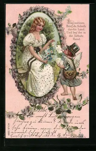 AK Engelchen überbringt Dame einen Brief
