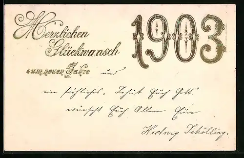 AK Glückwunsch zum neuen Jahre 1903, Jahreszahl