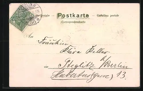 Präge-AK Jahreszahl 1902 mit Blumen-Dekor