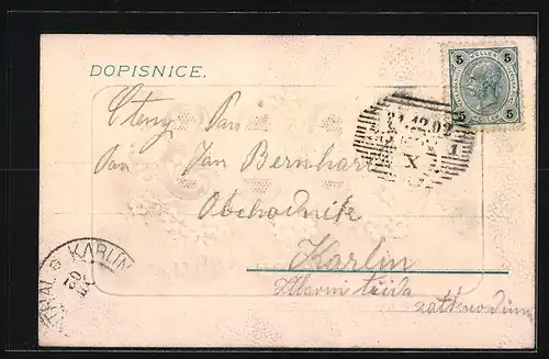 Präge-AK Jahreszahl 1903 mit Vergissmeinnicht