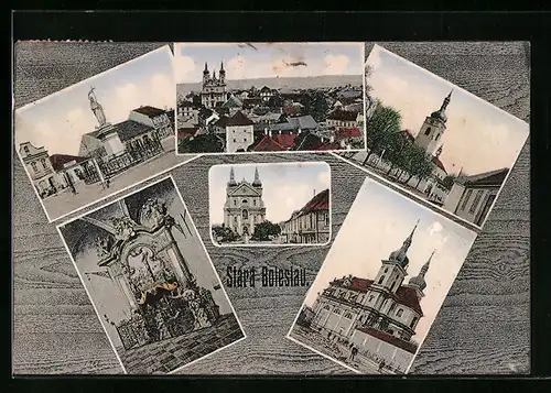 AK Stará Boleslav, Ortsansichten mit Kirche