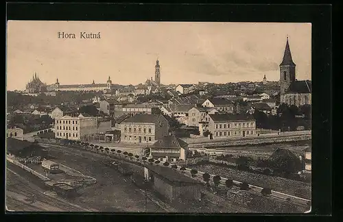 AK Kutná Hora, Totalansicht mit Kirche