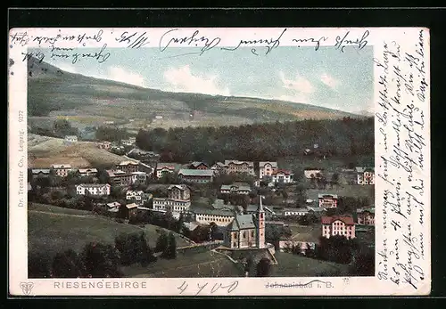 AK Johannisbad i. B, Teilansicht mit Kirche