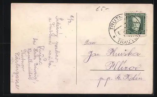 AK Trautenau, Teilansicht von einer Anhöhe aus