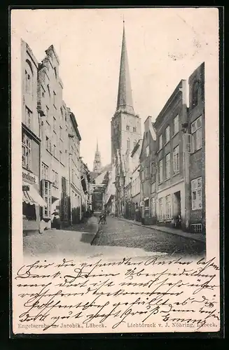 AK Lübeck, Engelsgrube mit Jacobikirche